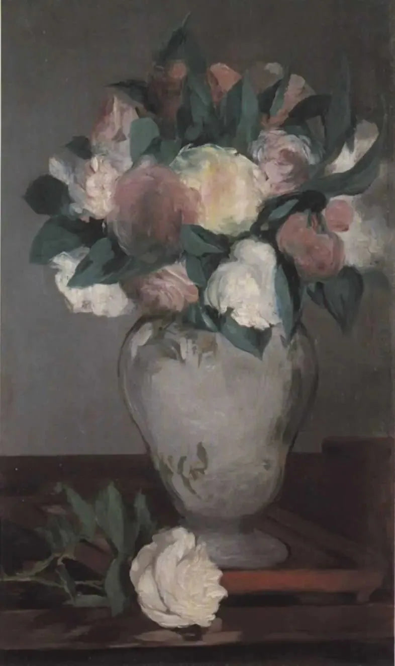 Peony Vase on a Lacquered Tray - Édouard Manet