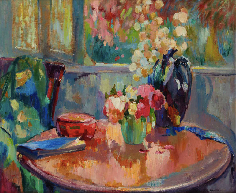 Flower vases on the side table - Robert Antoine Pinchon