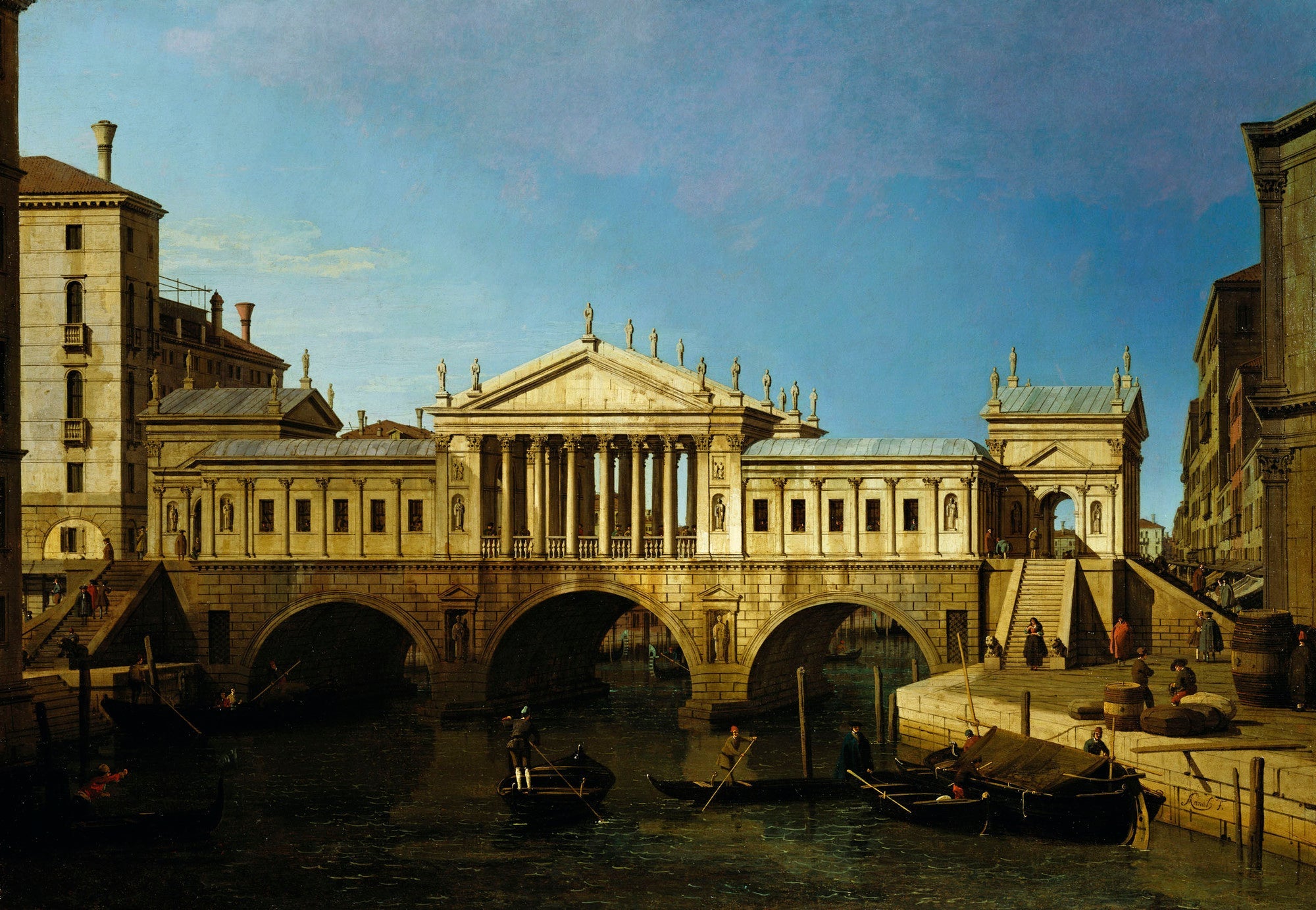 Venice: Capriccio with Palladian Drawing for the Rialto - Canaletto