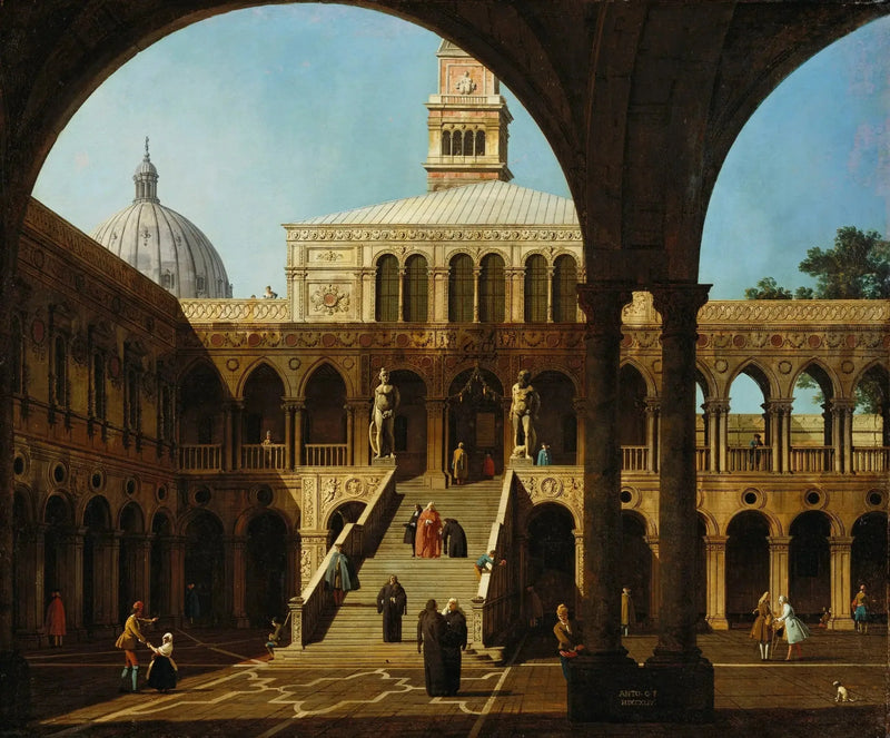 Venice: Capriccio of the courtyard of the Doge's Palace with the Scala dei Giganti - Canaletto