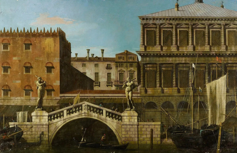Venice: Capriccio of the Zecca and granaries with the Ponte della Pescaria - Canaletto