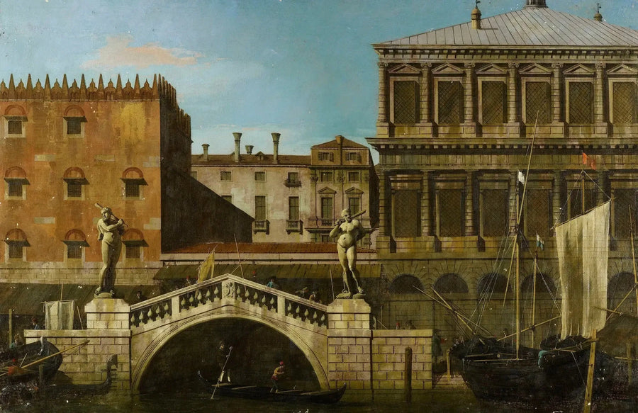 Venice: Capriccio of the Zecca and granaries with the Ponte della Pescaria - Canaletto