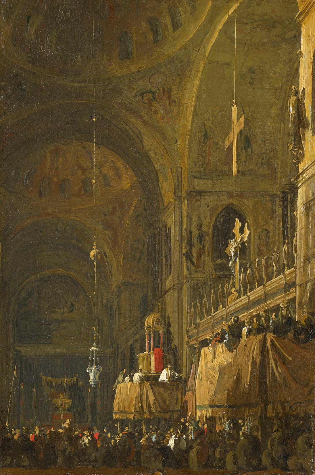 Venice: Interior of San Marco at Night - Canaletto
