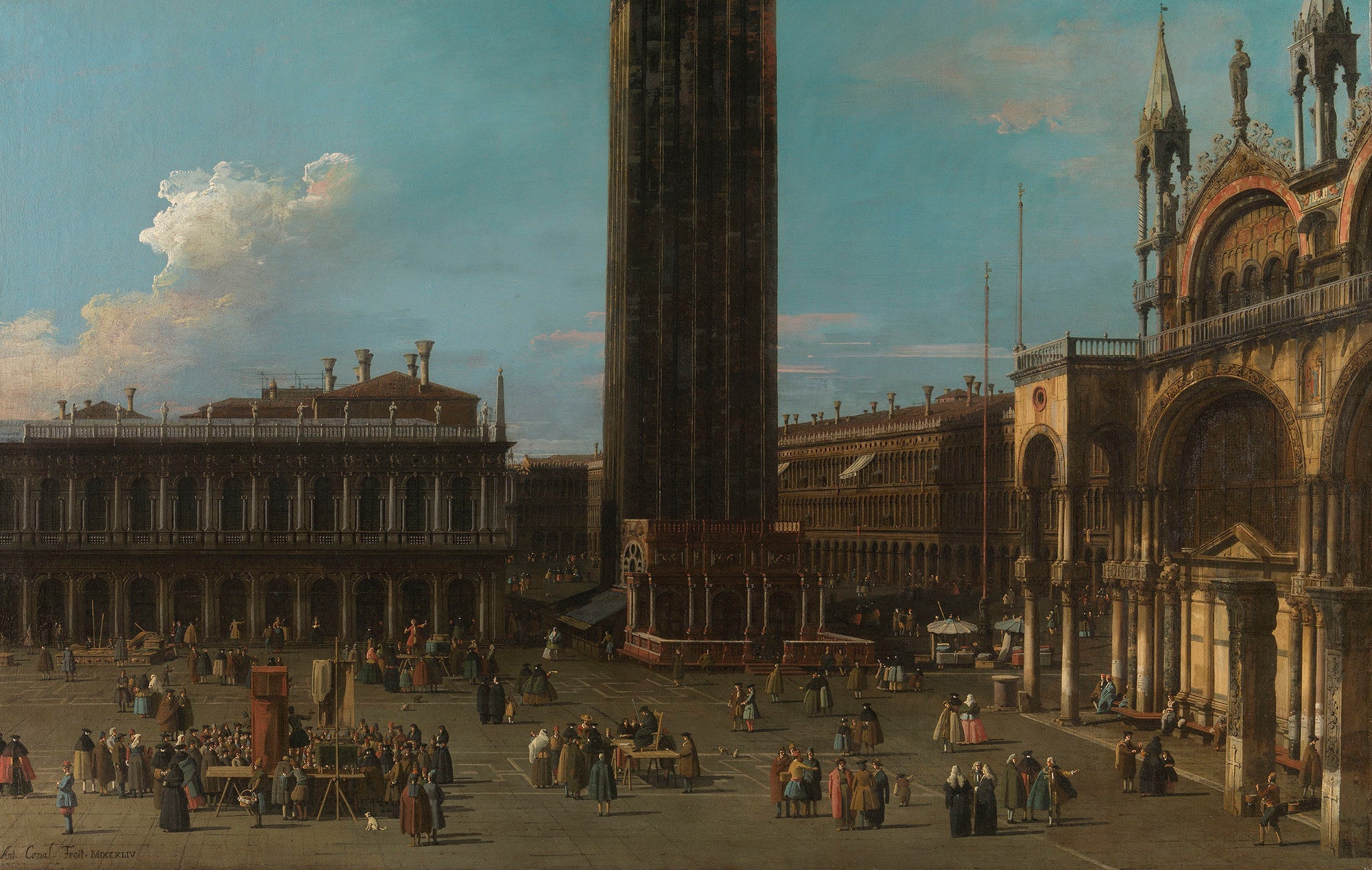 Venice: La Piazza de la Piazzetta with the campanile and the side of San Marco - Canaletto