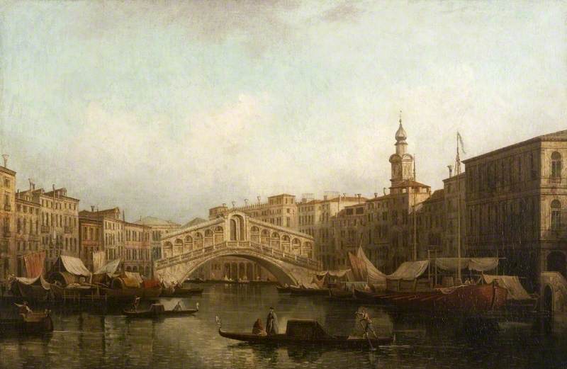 Venice: The Grand Canal, with the Rialto Bridge seen from the south - Canaletto