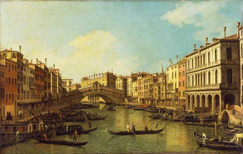Venice: the Grand Canal of the Dolfin-Manin Palace towards the Rialto Bridge - Canaletto