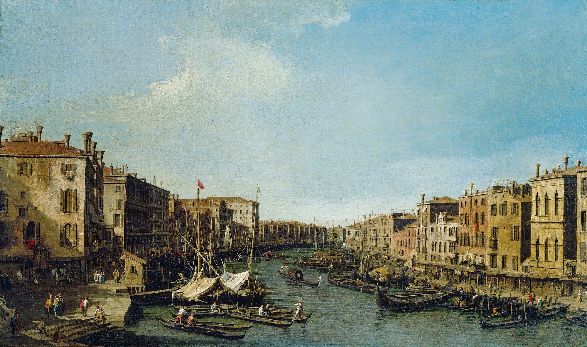 Venice: the Grand Canal of Rialto towards the Foscari Palace - Canaletto
