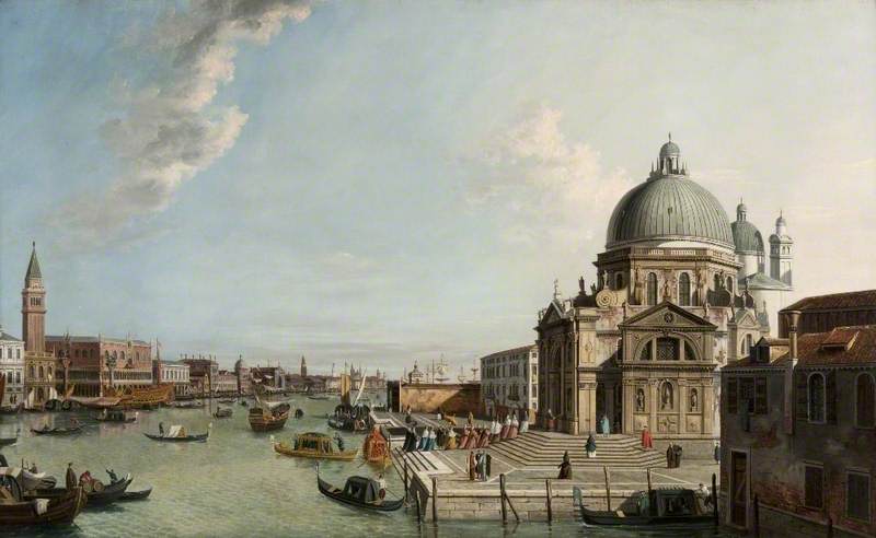 Venice: the Grand Canal from the east, with the Santa Maria della Salute church - Canaletto