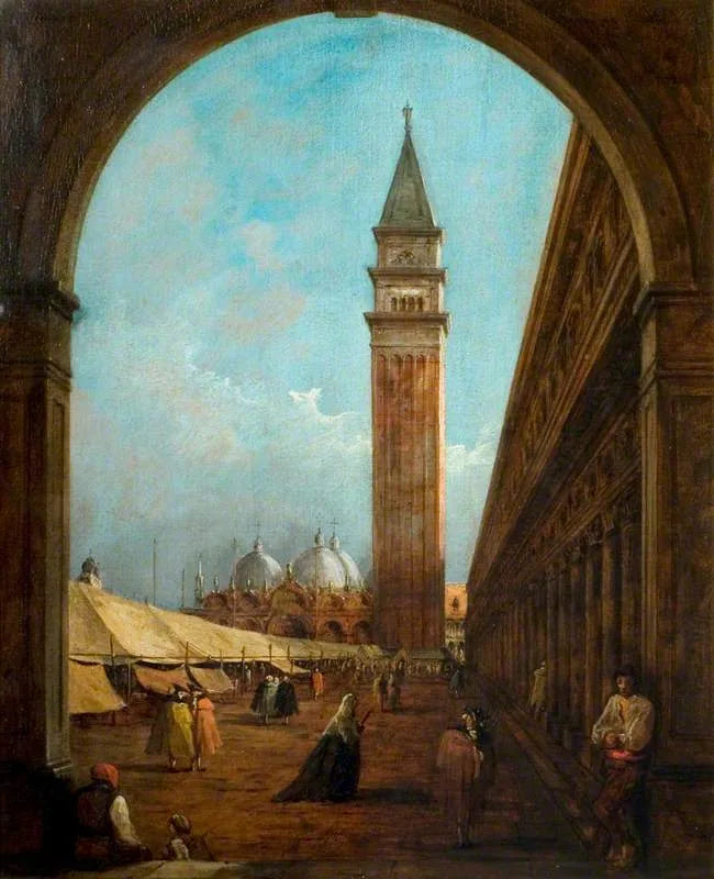 Venice: a fair on Saint Mark's Square seen through an arch at the southwest end - Francesco Guardi