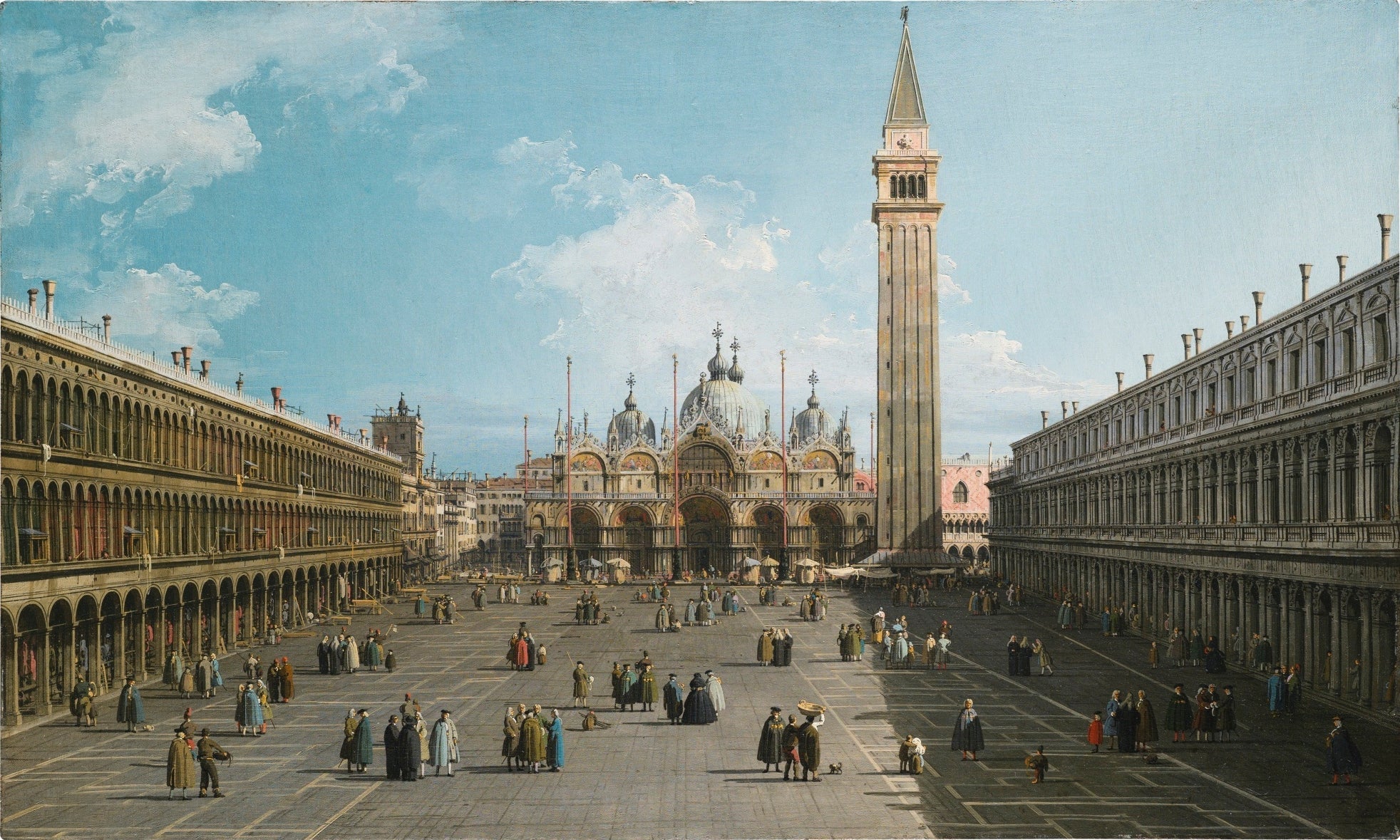 Venice: a view of St. Mark's Square looking east towards the basilica - Canaletto
