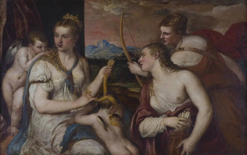 Venus bandant les yeux de Cupidon - Titian