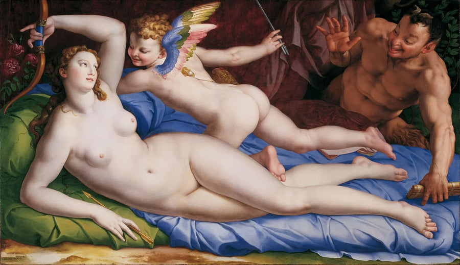 Venus, Cupid  et  Satyr - Bronzino