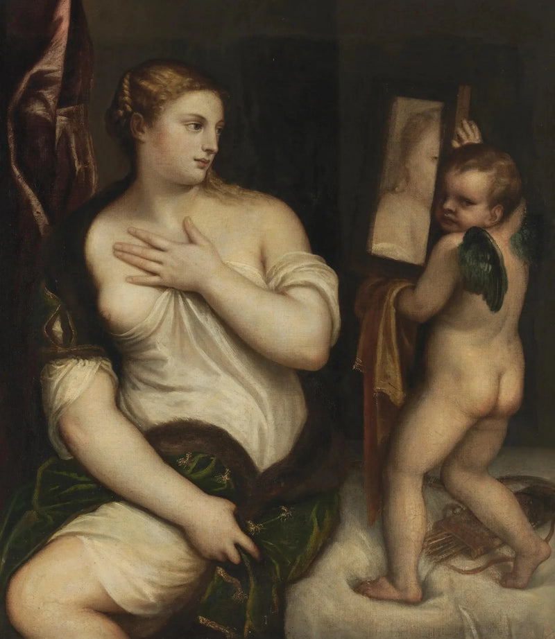 Venus and Cupid with a Mirror - Titian
