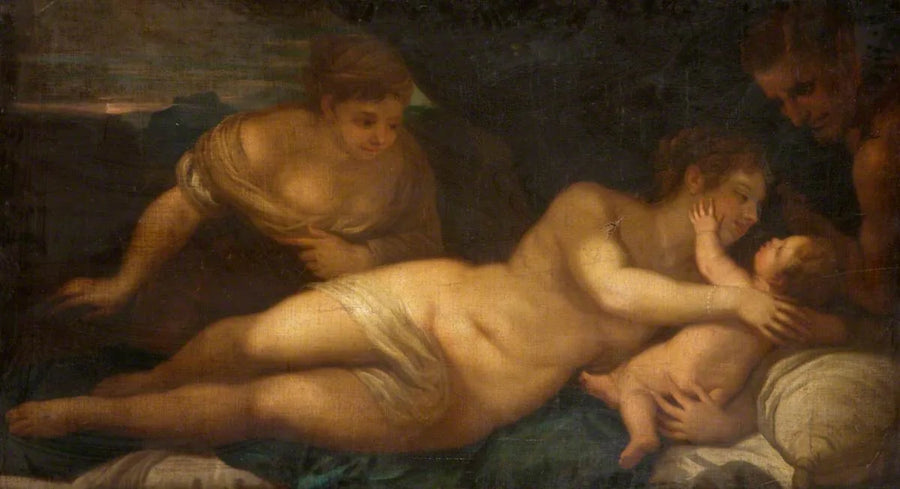 Venus and Cupid with a Satyr (formerly known as "Nu couché") - Luca Giordano