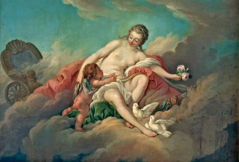 Venus and Cupid in the Clouds - François Boucher