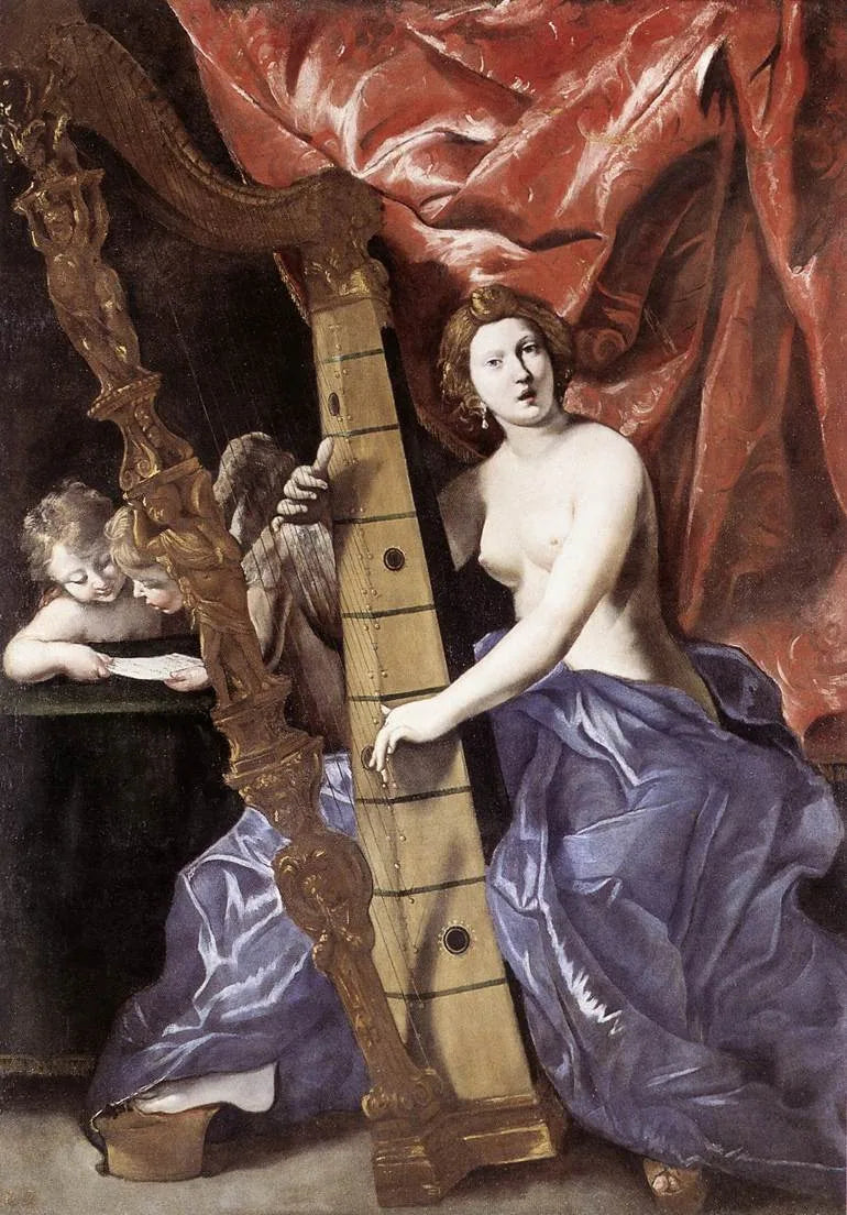 Venus playing the harp - Giovanni Lanfranco