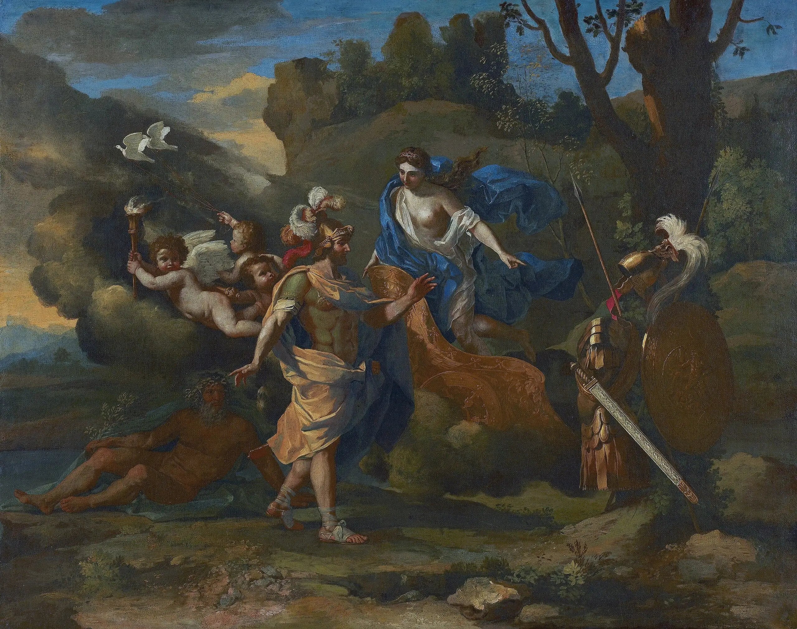 Vénus présente à Énée les armes forgées par Vulcain - Nicolas Poussin image 1 tableau peint à l’huile sur toile