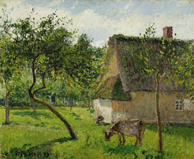 Orchard at Varengeville with Cow (A Enclosure at Varengeville) - Camille Pissarro