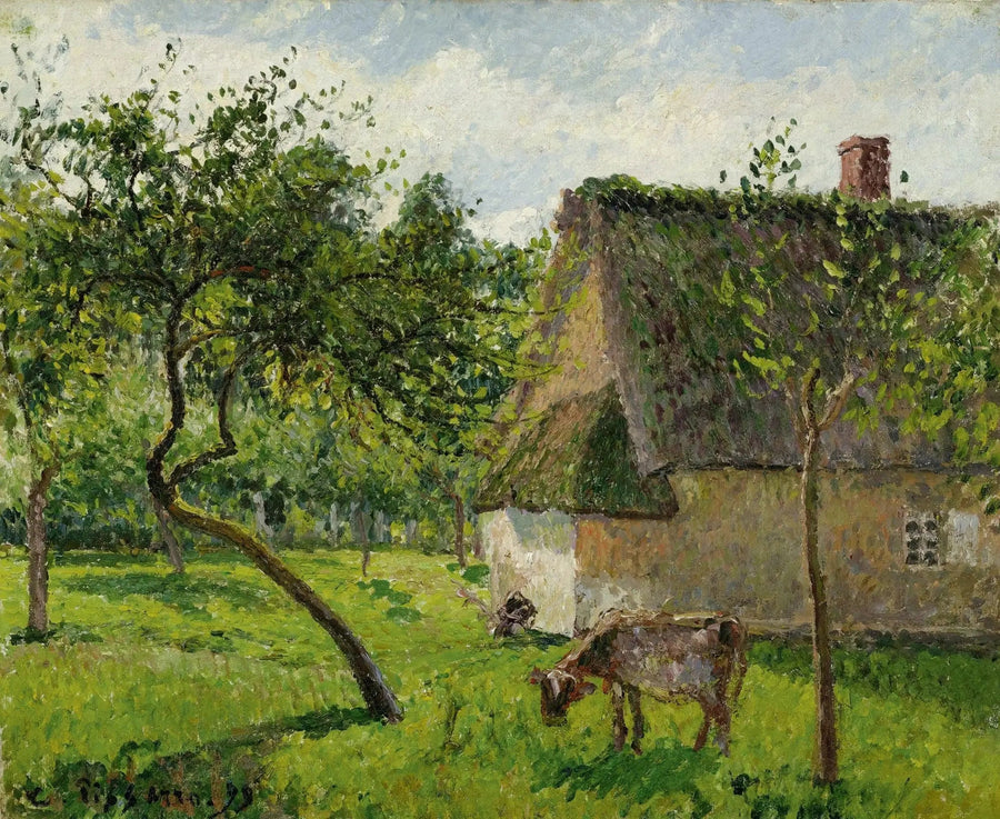 Orchard at Varengeville with Cow (A Enclosure at Varengeville) - Camille Pissarro