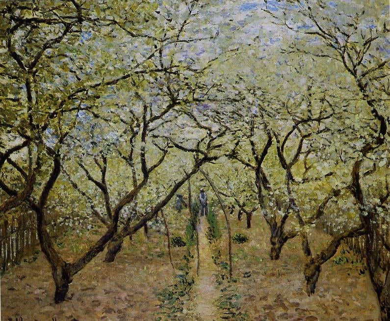 Reproduction du tableau « Verger en fleurs - Claude Monet » par Alpha Reproduction en peinture à l’huile