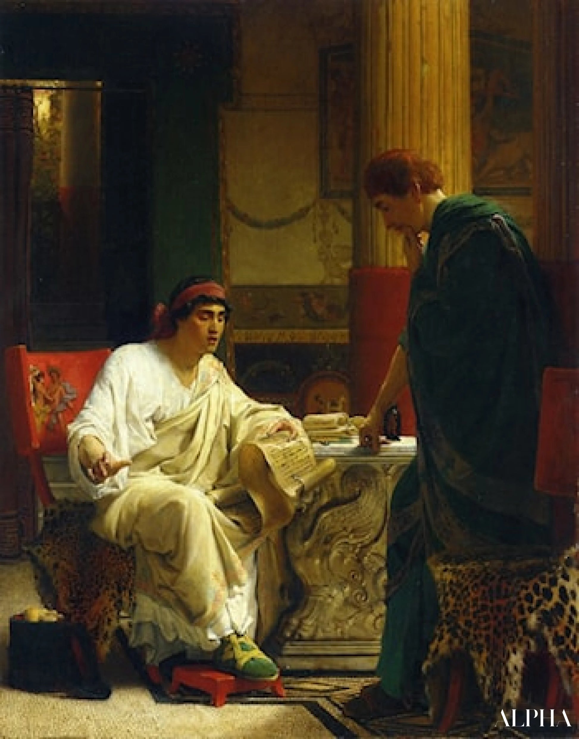 Vespasian learns from one of his generals about the capture of Jerusalem by Titus - Lawrence Alma-Tadema Reproductions of