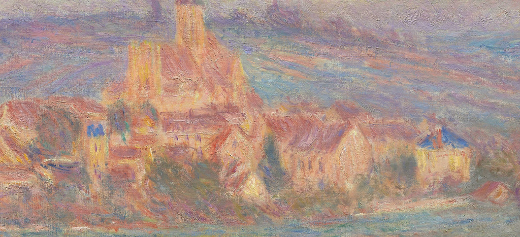 Détail de l’église et du village dans Vétheuil W1645 de Claude Monet