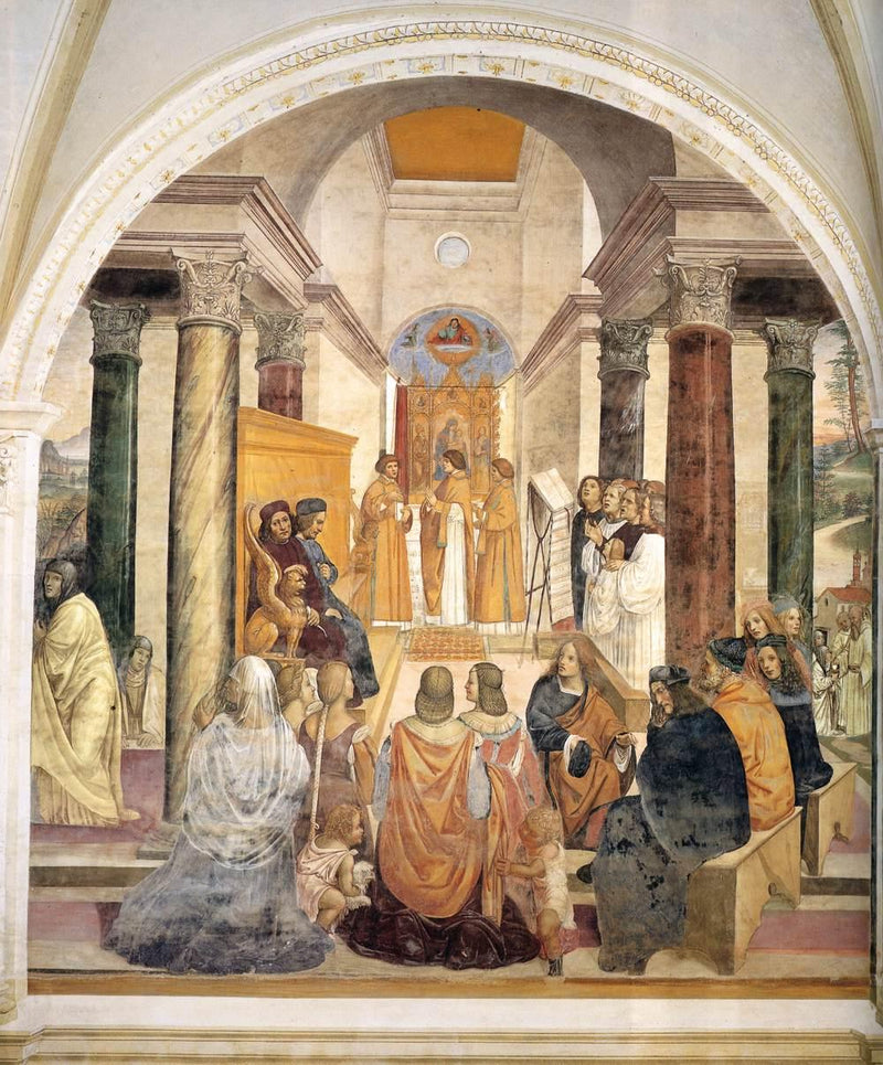 Life of Saint Benedict, Scene 33: Benedict grants posthumous absolution to two nuns - Il Sodoma (Giovanni Antonio Bazzi)