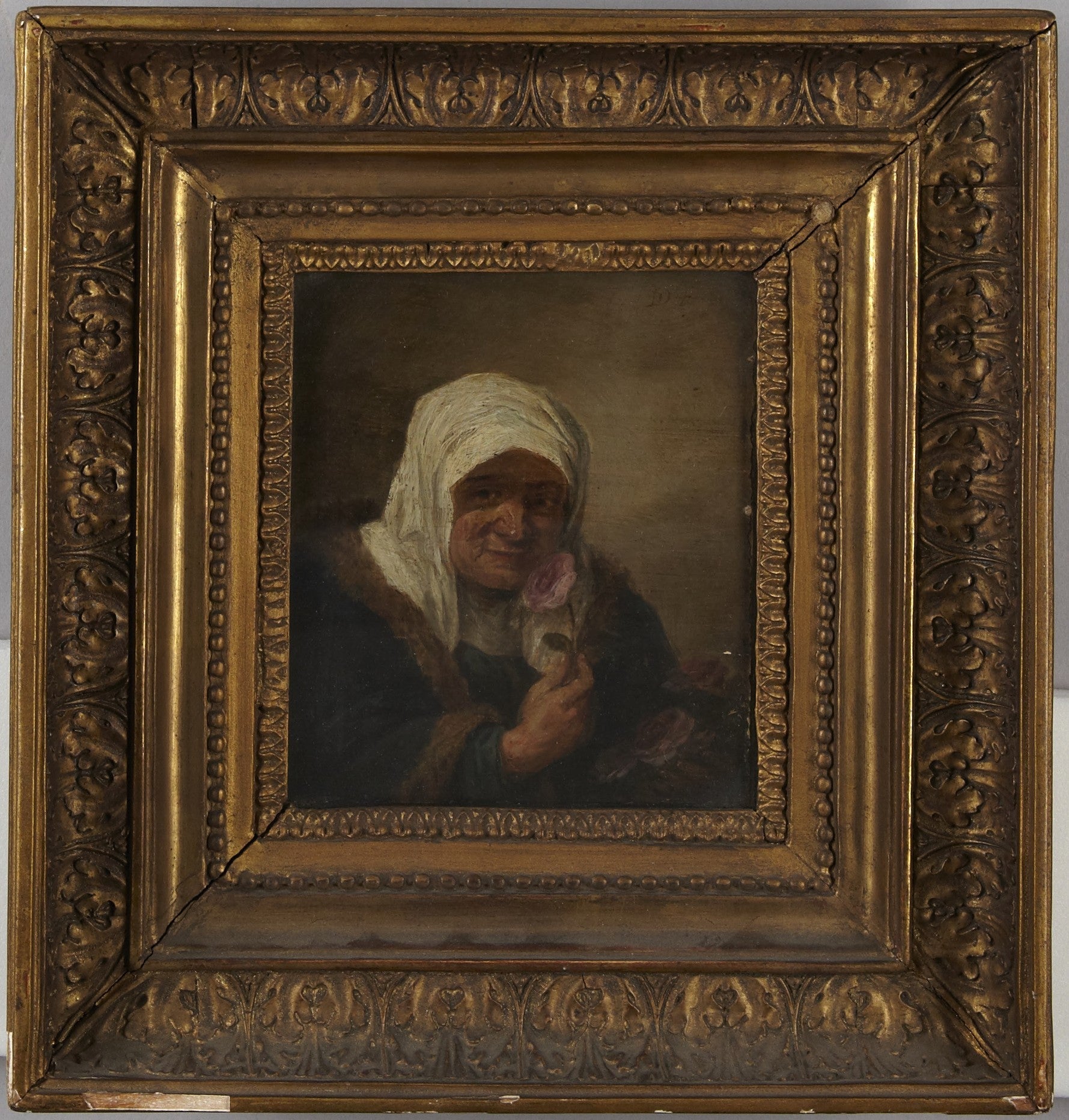 Old Lady with Rose - David Teniers the Younger