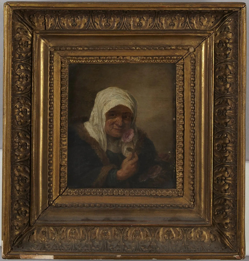 Old Lady with Rose - David Teniers the Younger