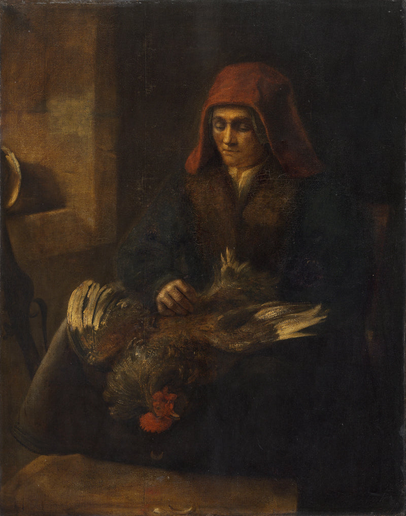 Woman Plucking a Fowl - Rembrandt