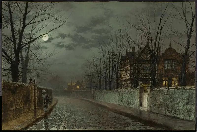 Old English House under Moonlight - John Atkinson Grimshaw