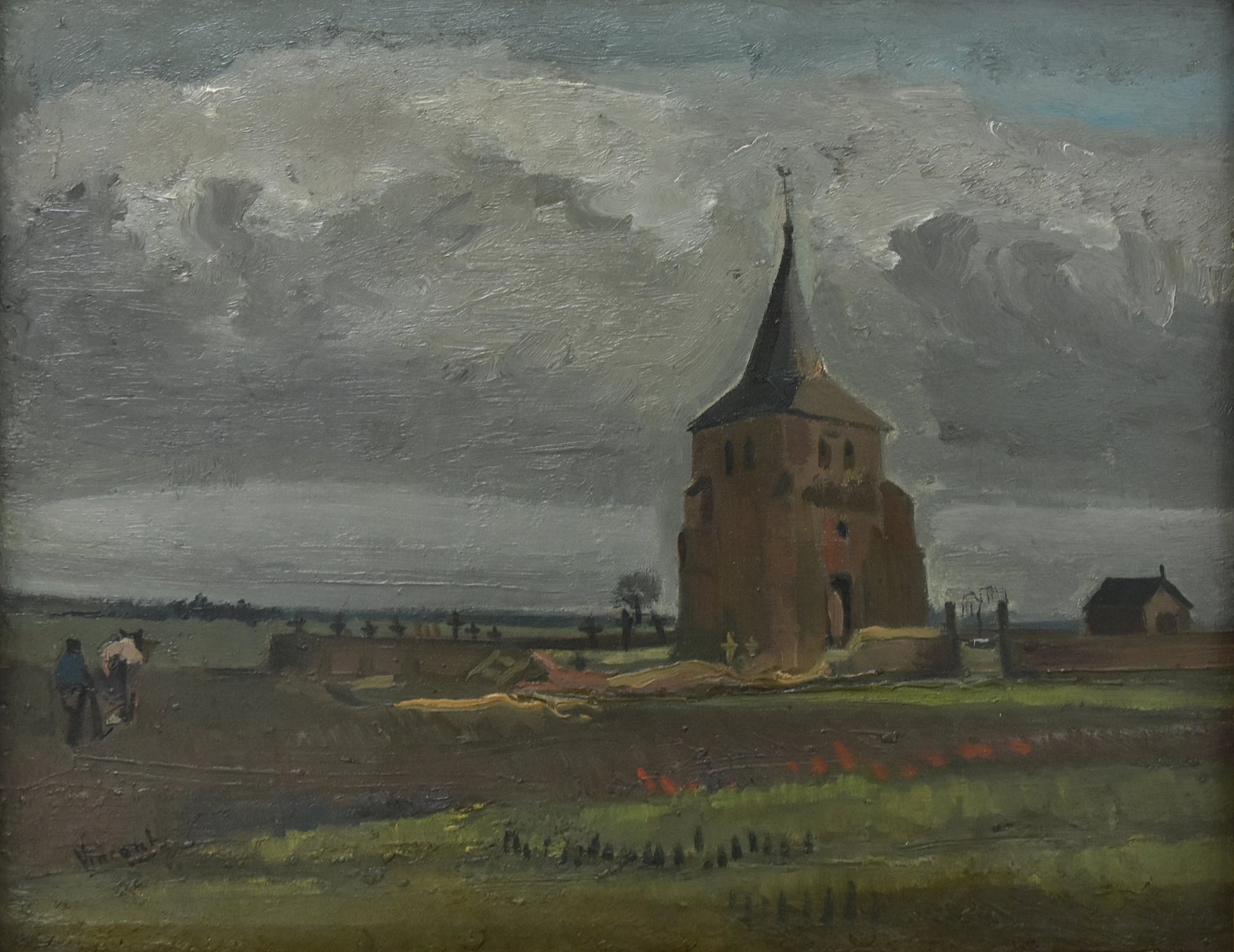 La Vieille Tour de Nuenen avec un laboureur F34 JH459 — Vincent van Gogh