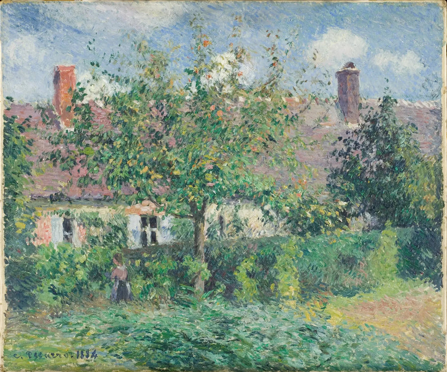Old Houses at Éragny, by Camille Pissarro, 1884 - Camille Pissarro