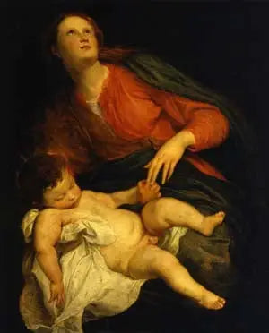 Vierge à l'Enfant - Antoine van Dyck image 1 copie de tableau peinte à la main