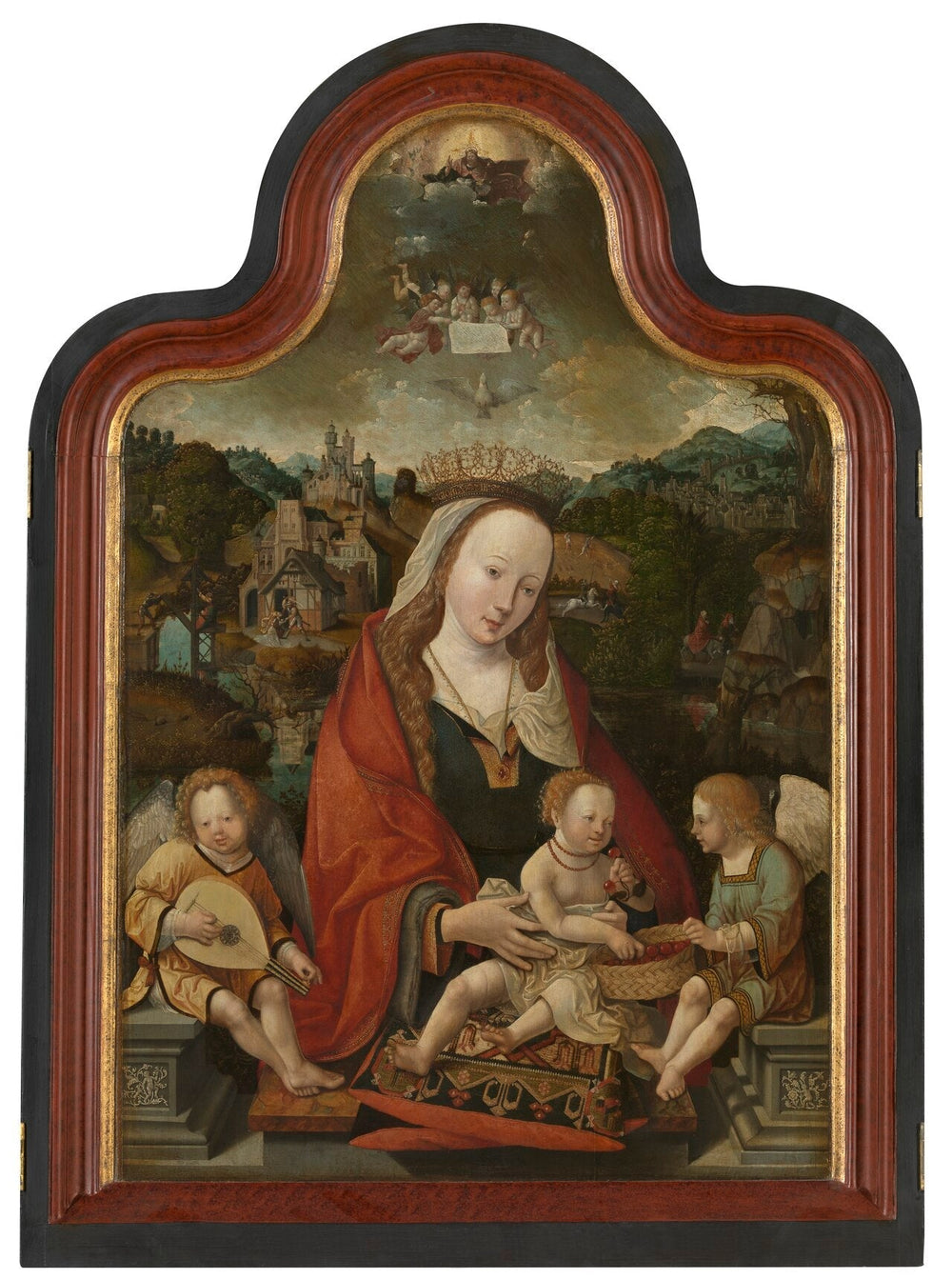 Vierge à l'Enfant avec des anges - Jacob Cornelisz van Oostsanen image 1 reproduction de peinture à l’huile