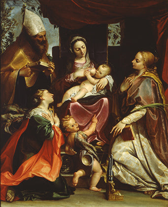 Vierge à l'Enfant avec des saints - Agostino Carracci image 1 reproduction de peinture à l’huile