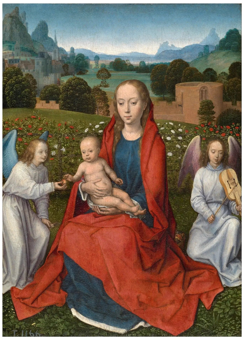 Virgin and Child with Two Angels - Hans Memling