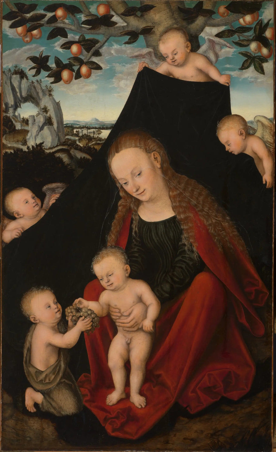 Virgin and Child with the Young Saint John the Baptist and Angels - Lucas Cranach the Elder