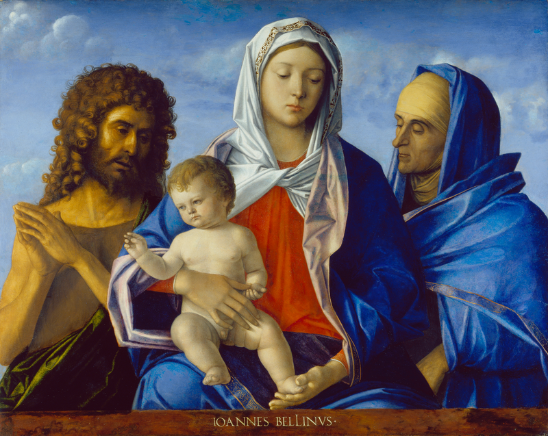 Virgin and Child with Saint John the Baptist and Elizabeth - Giovanni Bellini