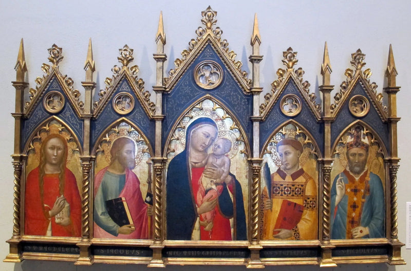 Virgin and Child, with Saint Mary Magdalene, Saint James the Greater, Saint Stephen, and a bishop. - Allegretto Nuzi