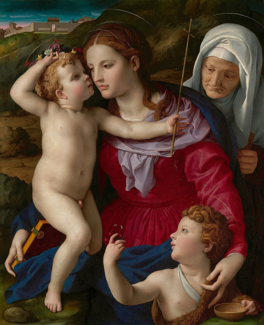 Vierge à l'Enfant avec sainte Élisabeth et saint Jean-Baptiste - Bronzino image 1 copie peinte à la main à l’huile