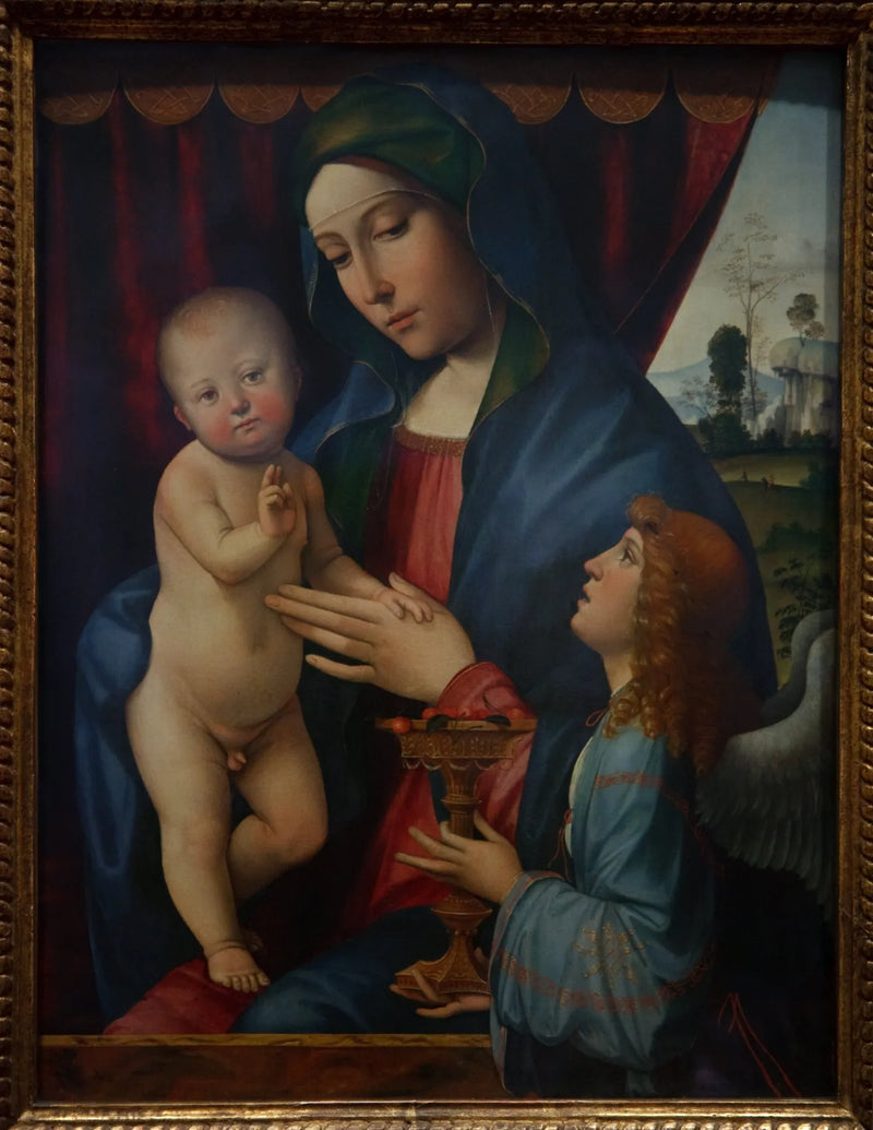 Virgin and Child with an Angel - Francesco Francia