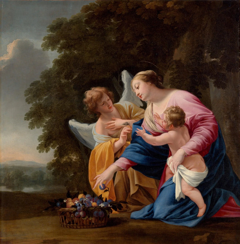 Virgin and Child with an Angel - Simon Vouet