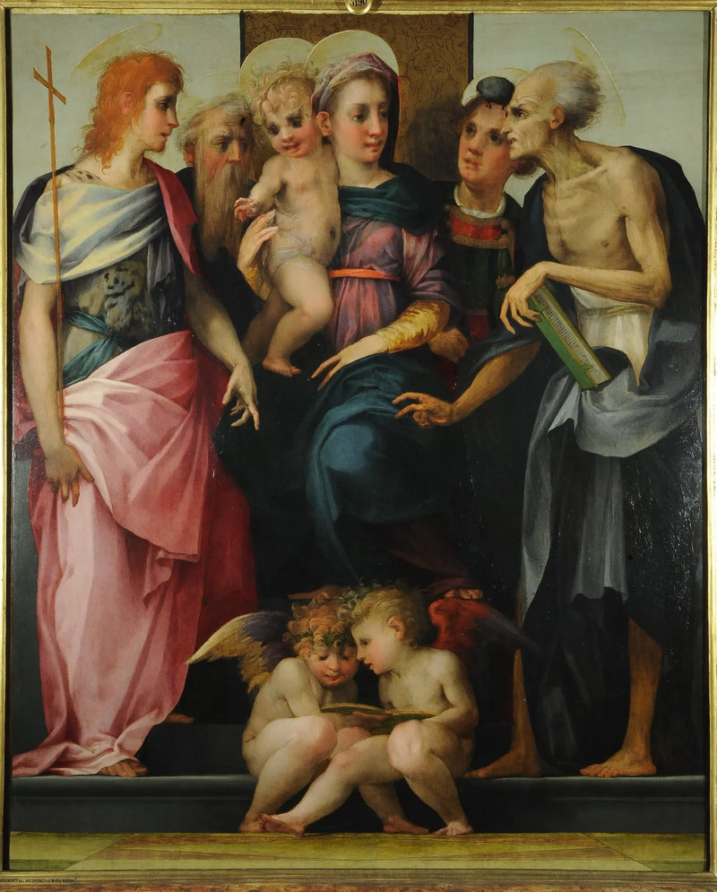 Virgin and Child in Majesty with Saints John the Baptist, Abbot Antoine, Stephen, and Jerome - Rosso Fiorentino