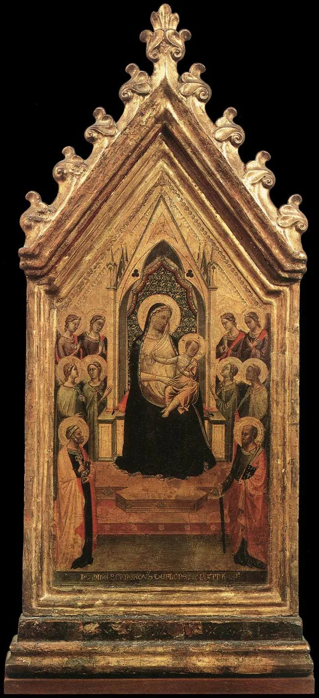 Virgin and Child in Majesty surrounded by angels and saints - Bernardo Daddi