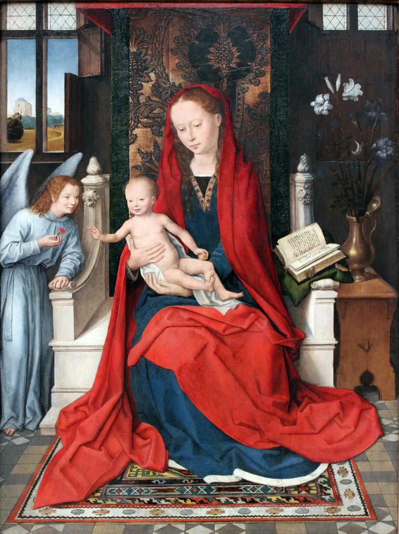 Virgin and Child Enthroned with an Angel - Hans Memling