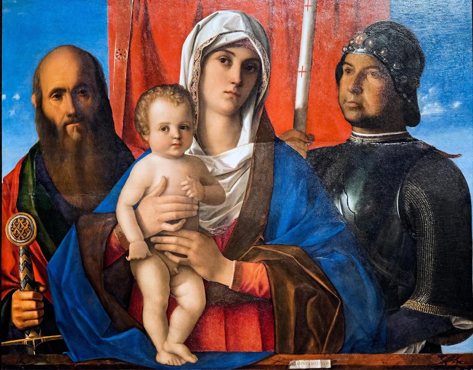 Vierge à l'Enfant entre Paul et saint Georges - Giovanni Bellini image 1 copie peinte à la main à l’huile