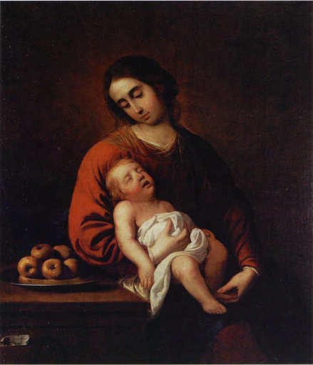 Virgin and Child Jesus Asleep - Francisco de Zurbarán
