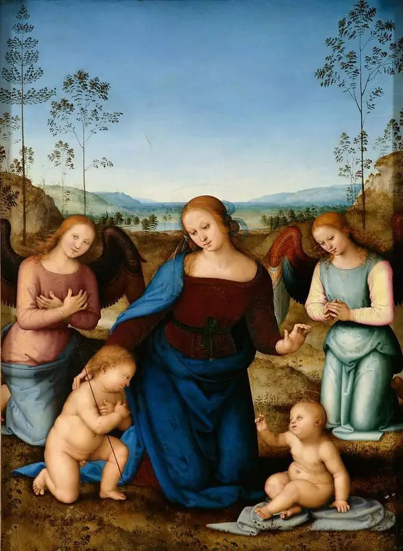 Virgin and Child, Saint John and Two Angels - Pietro Perugino