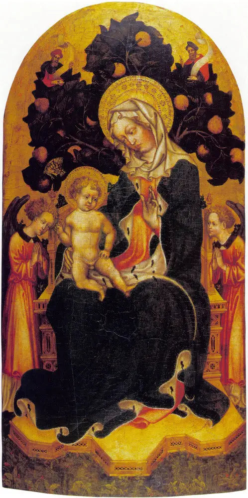 Virgin and Child enthroned with angels and prophets in adoration - Gentile da Fabriano